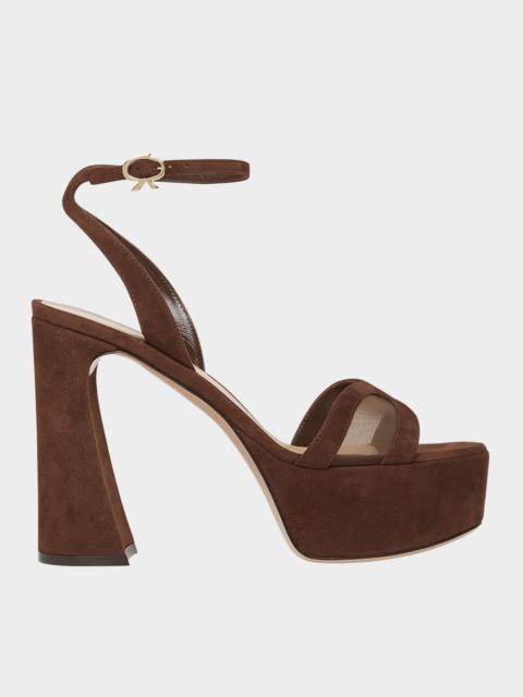 Gianvito Rossi Suede Mesh Platform Sandals