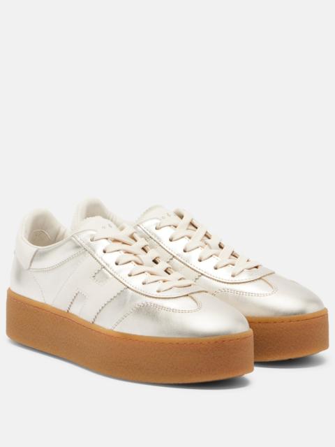 HOGAN H698 metallic leather platform sneakers