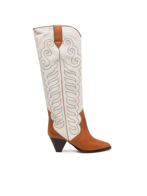 Liela 60mm embroidered leather boots