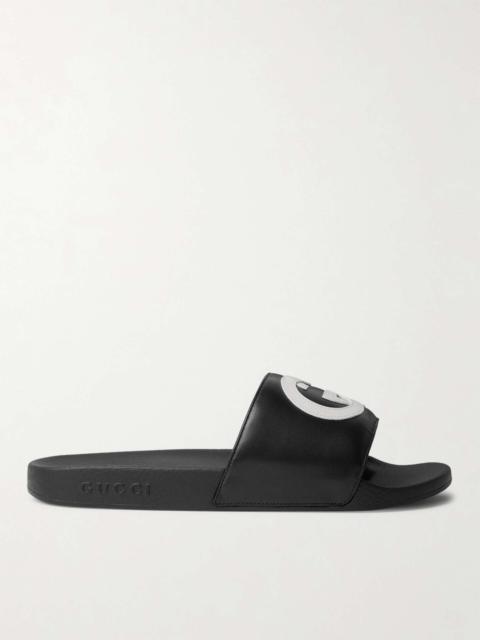 GUCCI Logo-Appliquéd Leather Slides