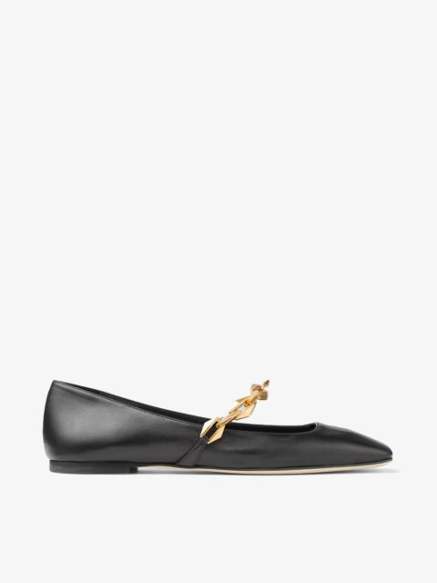 JIMMY CHOO Diamond Tilda Flat
Black Nappa Leather Flats with Chain