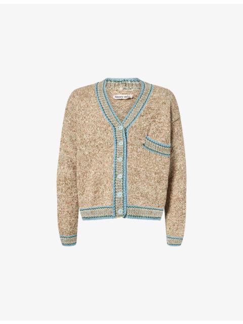 Story mfg. Bulb V-Neck Cotton Knitted Cardigan