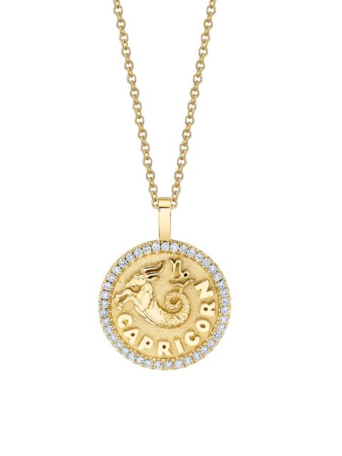 ANITA KO Women's Zodiac 18K Yellow Gold & 0.48 TCW Diamond Large Coin Pendant Necklace - Capricorn