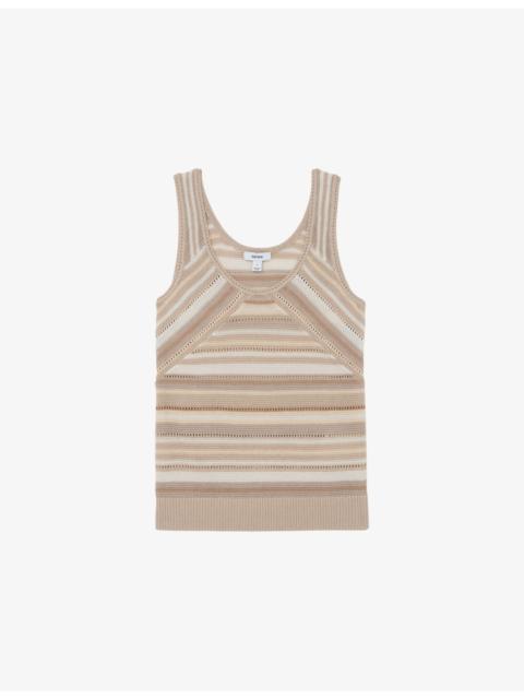 REISS Miriam Striped Scoop-Neck Knitted Vest