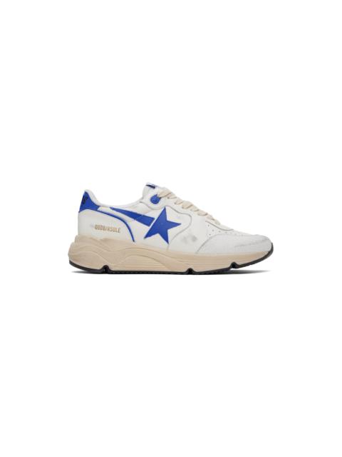 Golden Goose White & Blue Running Sole Sneakers