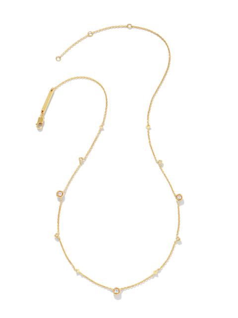 KENDRA SCOTT Davie 18k Gold Vermeil Trio Strand Necklace in White Sapphire