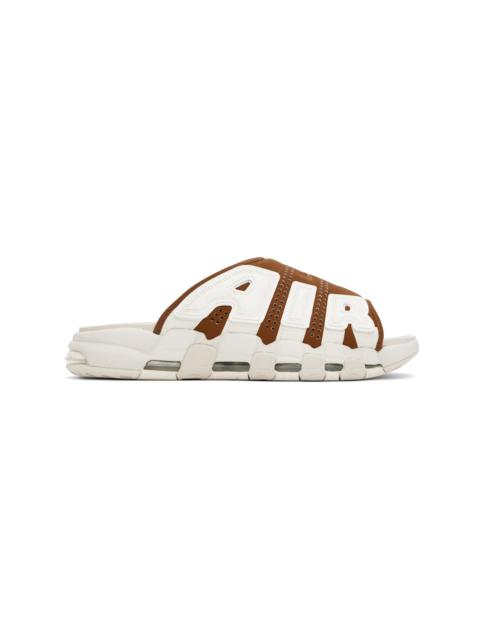 Nike Tan & Off-White Air More Uptempo Pool Slides