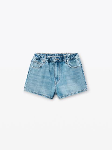 Marathon Logo-Embossed Denim Balloon Jogger Shorts