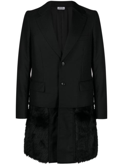 Black Faux-Fur Trim Single-Breasted Coat