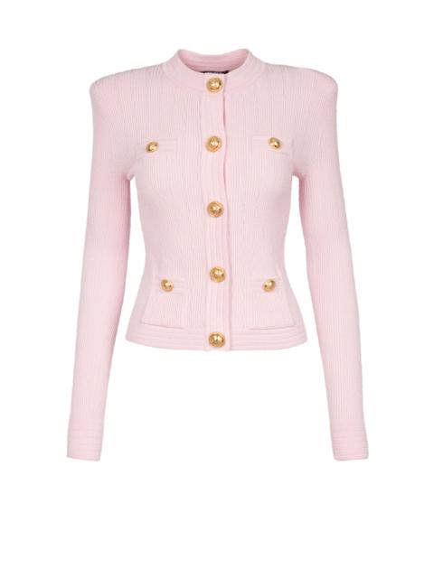 Balmain Cropped knit cardigan with gold-tone buttons