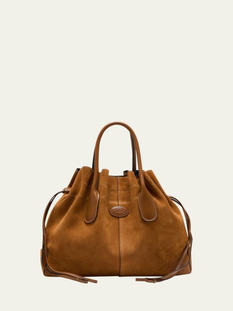 Tod's Drawstring Suede & Leather Top-Handle Bag