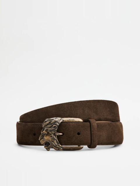 Tod's BELT IN SUEDE - BROWN