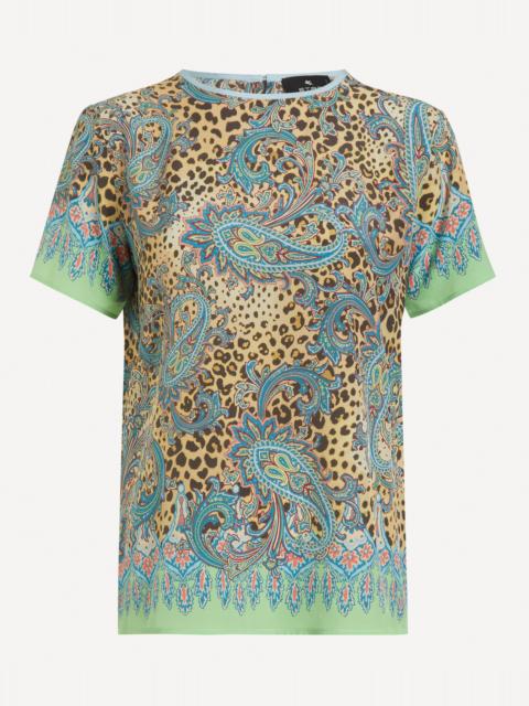 Animal Paisley Silk T-Shirt Top