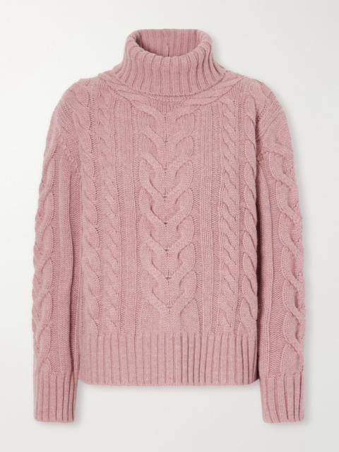 TWP Traveling cable-knit cashmere turtleneck sweater Plum