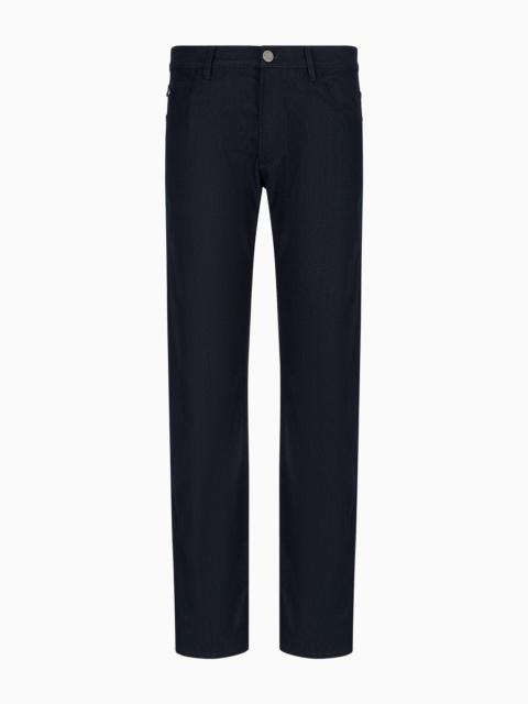 Regular-fit, five-pocket trousers in stretch cotton