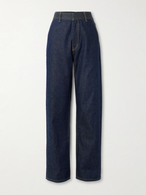 FRAME The Trapunto Topstitched High-rise Wide-leg Organic Jeans