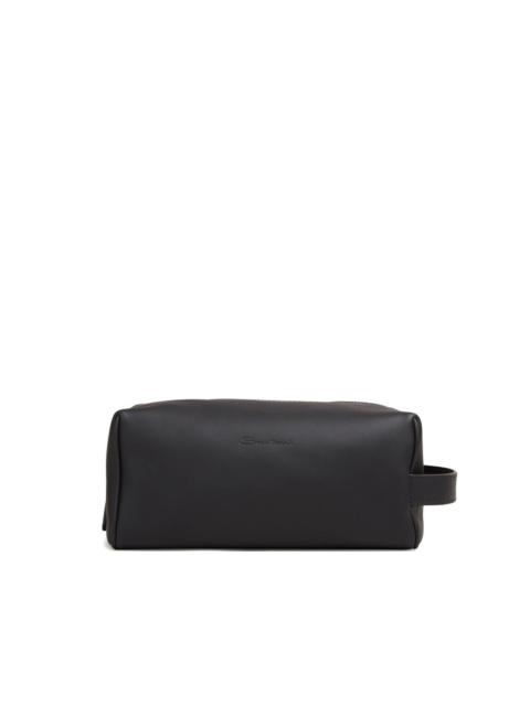 Santoni zip leather wash bag