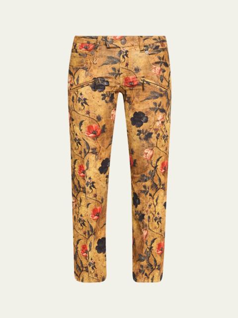 R13 Boy Straight Coated Floral Jeans