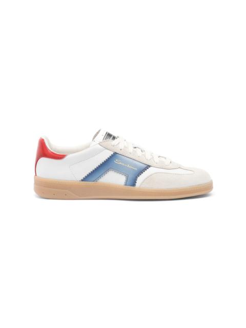 Santoni Women's white, blue and red leather and suede DBS Oly sneaker