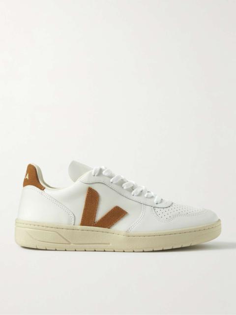 V-10 Suede-Trimmed Leather Sneakers