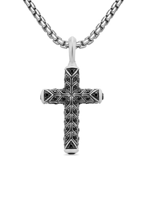 DAVID YURMAN Men's Chevron Cross Pendant in Sterling Silver, 36MM - Black Diamond