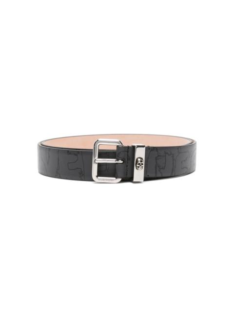 logo-print leather belt