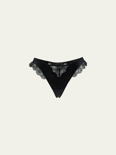 KIKI DE MONTPARNASSE Sensuel Lace-Trim Silk Thong