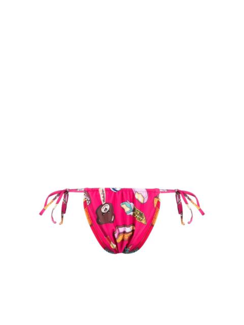 Moschino graphic print side tie bikini bottoms