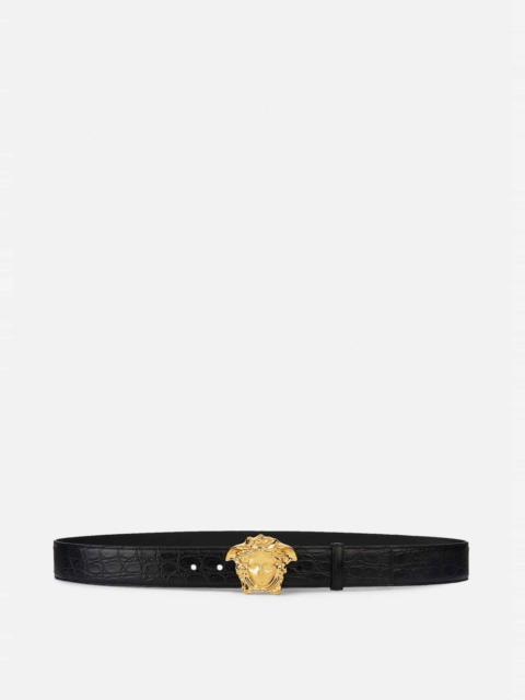 VERSACE La Medusa Croc Leather Belt