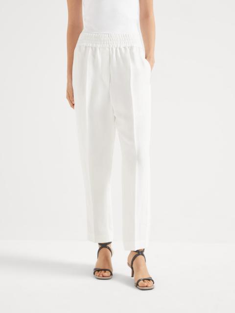 Brunello Cucinelli Viscose and linen fluid twill baggy pull-on trousers