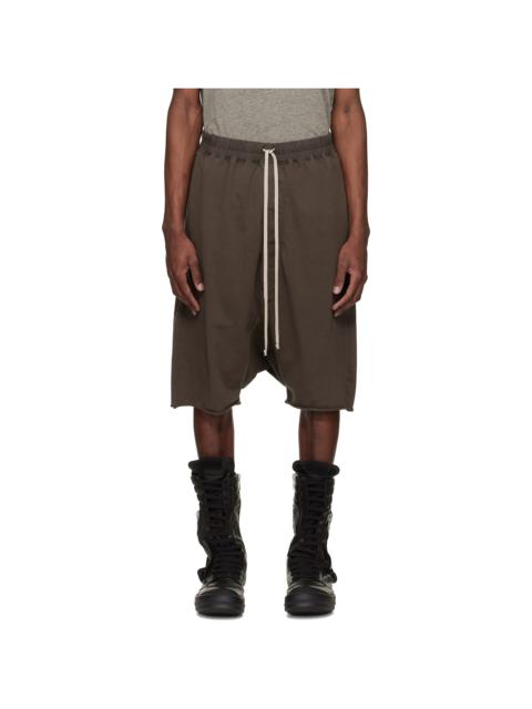 Rick Owens DRKSHDW Brown Temple Drawstring Pod Shorts
