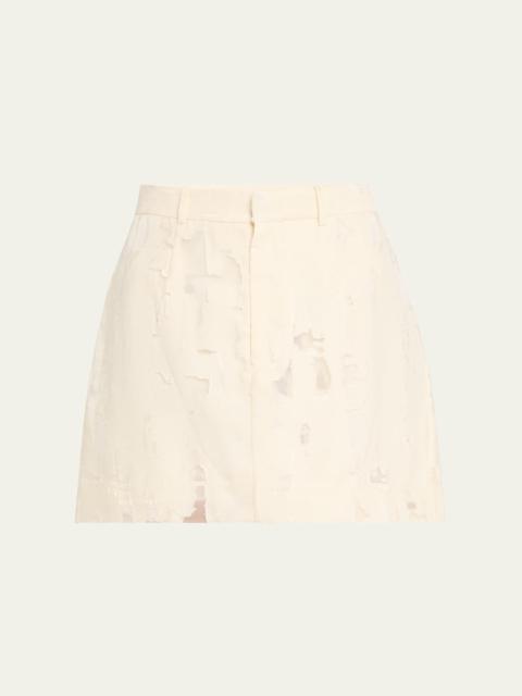 GRACE LING Distressed Burnout Mini Skirt