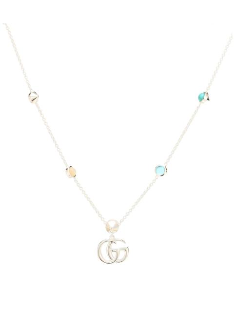Double G mother-of-pearl and topaz-embellished sterling silver necklace