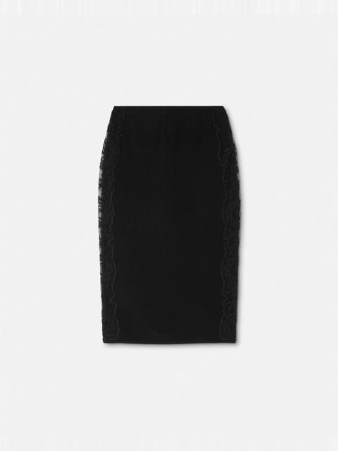 VERSACE Barocco Lace Knit Midi Skirt