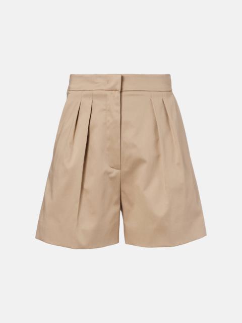 Max Mara Tabacco pleated cotton-blend shorts