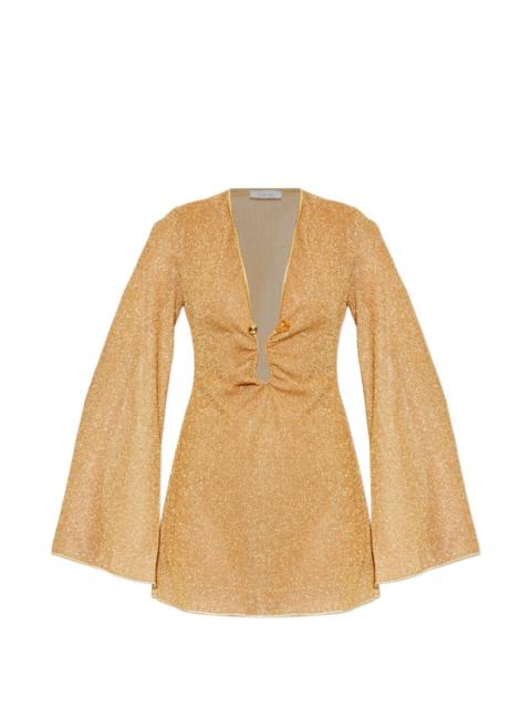 Oséree long-sleeve plunging mini dress