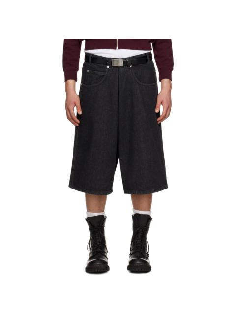 LU'U DAN SSENSE Exclusive Black Pleated Denim Shorts
