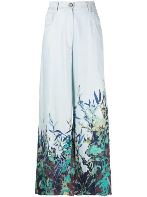 forte_forte high-rise wide-leg cotton-linen pants