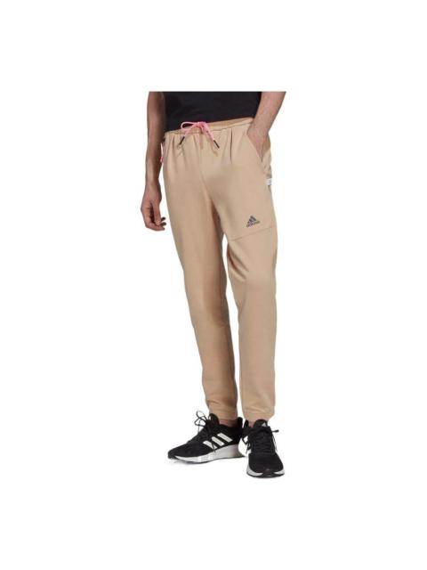 Men's adidas Logo Printing Straight Sports Pants/Trousers/Joggers Light Brown HI5384