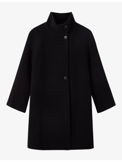 WHISTLES Funnel-Neck Cocoon-Fit Wool-Blend Coat