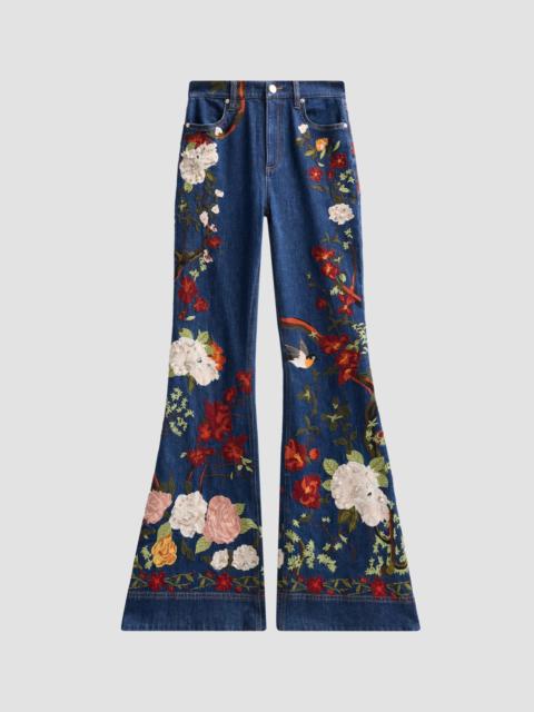 Alice + Olivia Women's Beautiful Embellished Bellbottom Jeans - Dark Rinse Multi