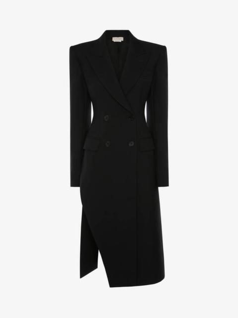 Alexander McQueen Women's Slashed Double-breasted Tailored Coat in Black