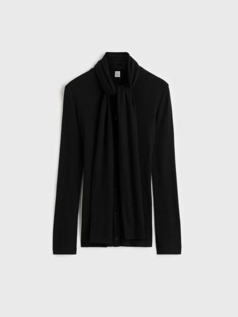 TOTEME Ribbed bow blouse black