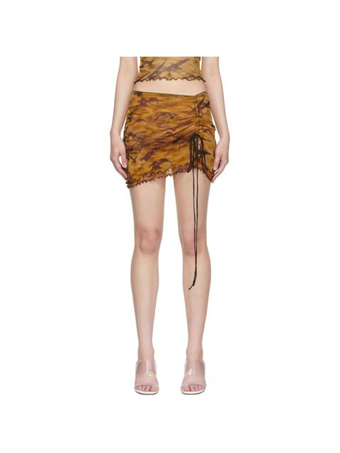 PRISCAVera Orange Nylon Mini Skirt