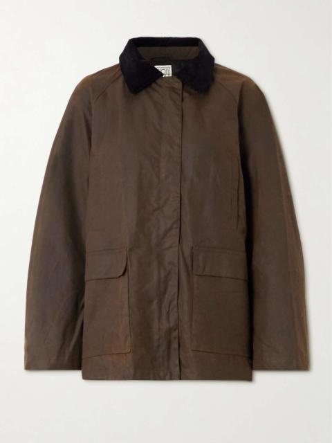 Oversized corduroy-trimmed waxed organic cotton jacket