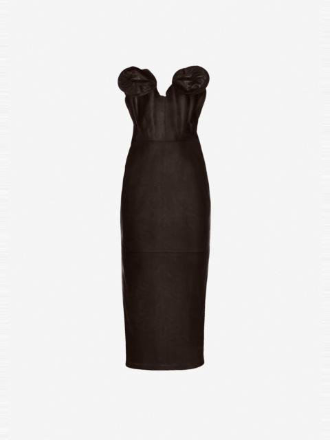 MAGDA BUTRYM Leather floral corset dress in brown