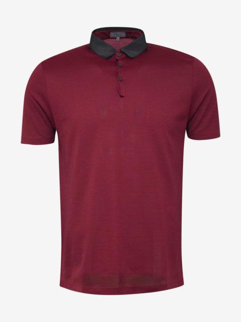 Red & Brown Stripe Grosgrain Collar Polo T-Shirt