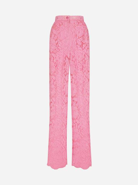 Dolce & Gabbana Flared branded stretch lace pants