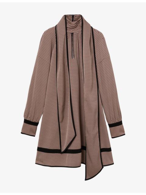 REISS Alwen Geometric-Print Woven Mini Dress