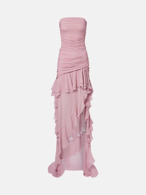 Blumarine Asymmetric ruffled georgette gown